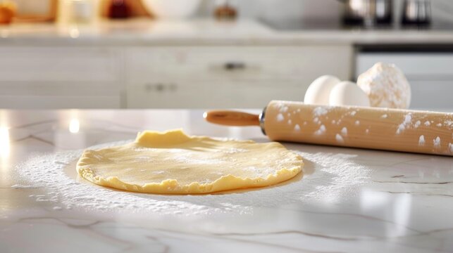 Serene Uncooked Pie Crust Resting on Kitchen Counter
