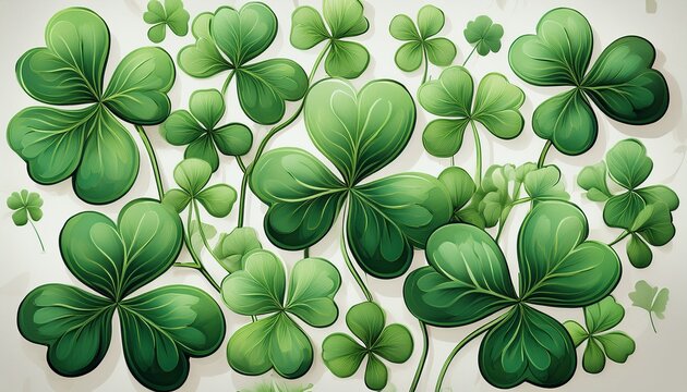 green shamrock pattern on white background