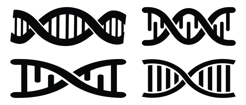 Dna structure silhouettes a genetic code representation in black and white