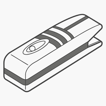 White and gray stapler office supplies school supplies white background isolated