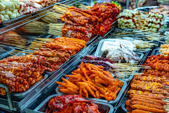 Street food sold at a market place in Da Lat, Vietnam