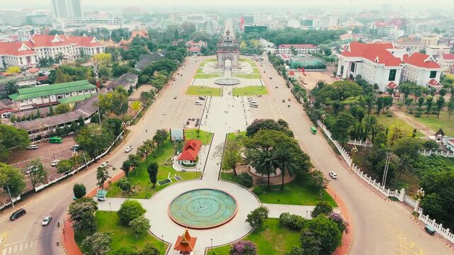 Aerial drone video of Phnom Penh, Cambodia showcasing modern skyline, riverside architecture, and vibrant urban development captured in cinematic cityscape footage.