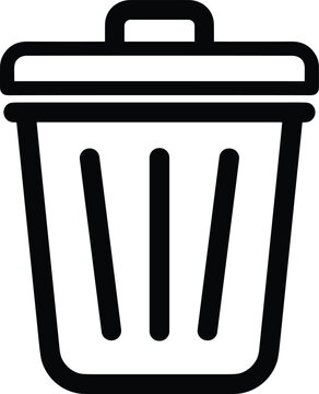 Trash can silhouette vector illustration, waste disposal icon artwork, garbage bin design element, removal deletion concept symbol for cleaning
