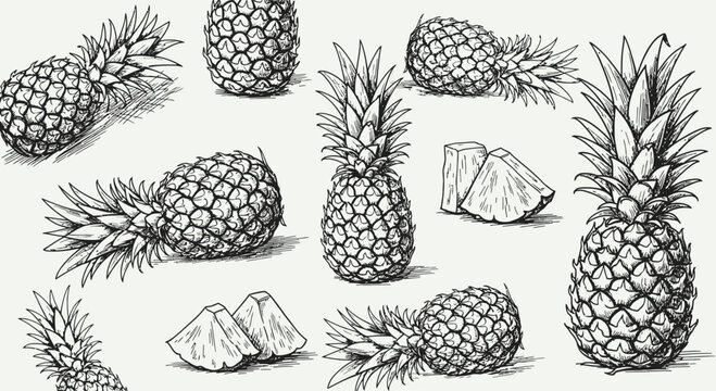 seamless pattern pineapple doodle