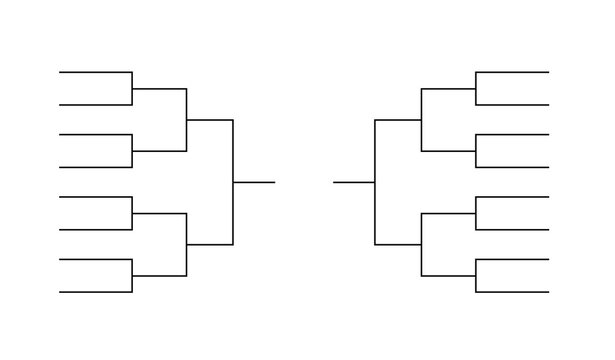 Team Tournament Bracket Template, Sports Championship Grid with Editable Stroke and Customizable Matchup Layout Vector.