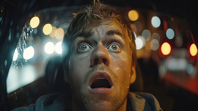 The Startling Discovery: Mans Eyes Widen in Astonishment