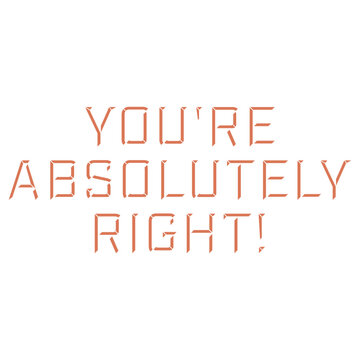You're Absolutely Right &ndash; delightfully ambiguous. A sarcastic nod for people pleasers, a passive aggressive classic, or the perfect AI humor gift for anyone who's noticed how agreeable chatbots are.