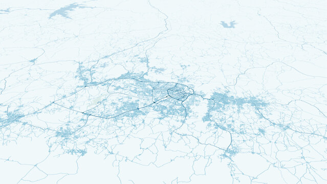 Modern minimalist vector map of Abuja, Nigeria. High-quality scalable illustration of Abuja city grid, Central Business District, and Aso Rock area for posters and design.