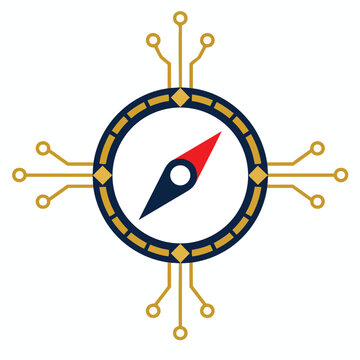 Digital Navigation Chip Vector for Technology and GPS App Marketing