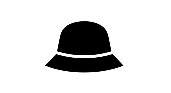 Minimal black silhouette icon, simple flat vector, bold black shape, no, no shading black bucket hat icon on a, flat icon style