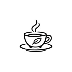 Steaming Cup of Herbal Tea with Mint Leaf Icon © hridoyjr2022