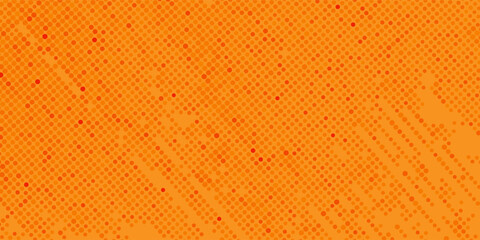 Fototapeta premium Vibrant orange background with red dots and diagonal lines pattern