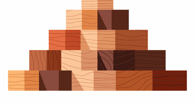 Stacked wooden blocks in varying shades and grain patterns