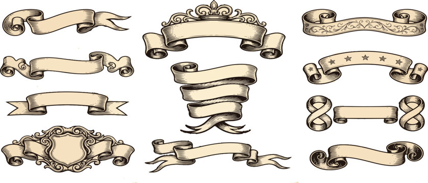 Engraving scroll and ribbon set