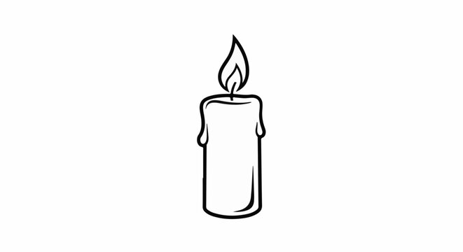Simple outline drawing of a lit candle with dripping wax