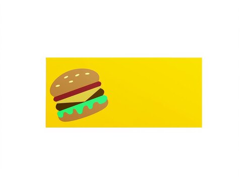 colorful cartoon burger on yellow paper background,flat design burger illustration ideal for fast food ads, menus, or children's content with bright cheerful colors