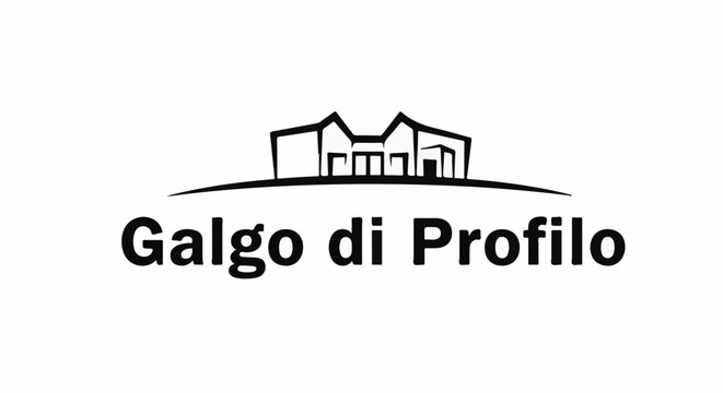 Simple line art logo of a house with the text "Galgo di Profilo" below