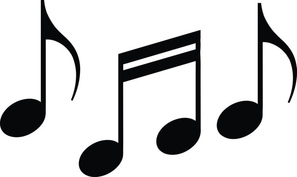 Musical notes vector illustration with single and beamed eighth notes, rhythm symbol for melody, harmony, sound, music notation, creative graphic design element