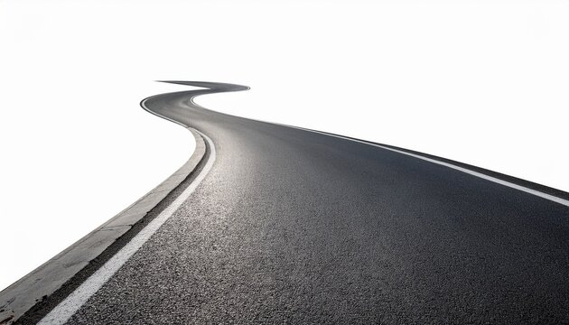 curved asphalt road isolated on white background