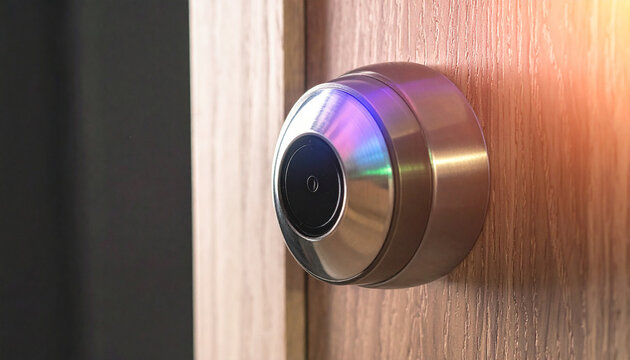 Smart Door Lock With Integrated Camera And Blue Light Accents smart lock security