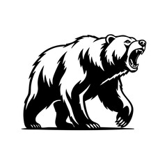 Fototapeta premium Roaring Grizzly Bear Vector Illustration. Aggressive Bear Mascot Logo Design.