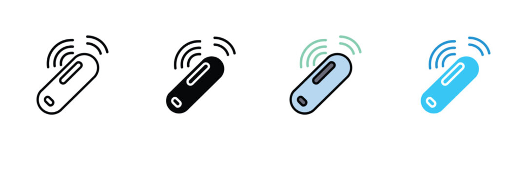 Smart Sensor Device Icon with Signal Waves for IoT Connectivity, Remote Control, and Security Detection. Symbol Vector Illustration.