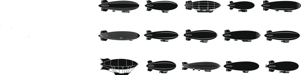 Blimp Silhouette Vector Set © Aditya