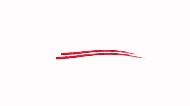 Red hand drown marker stroke with a double underline on white background. Highlight lines brush stroke animation minimalist sketch motion graphic for highlighting text, organic line doodle