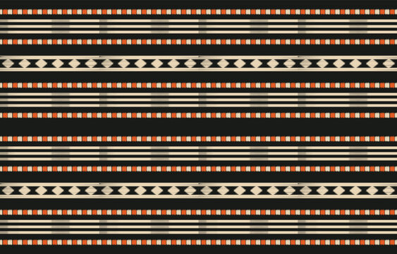 ethnic ikat seamless pattern. hand drawn craftsmanship embroidery bohemian, abstract square geographic art fabric ikat textile material design for curtain, carpet, wallpaper, clothing, Batik.