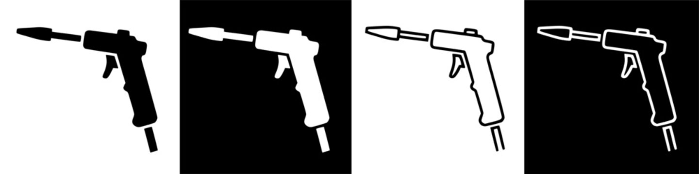 Pneumatic Air Blow Gun Icons for Industrial Tool Illustration