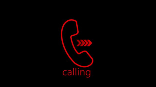 Calling icon with arrow icon and dark background 4k motion video animation.
