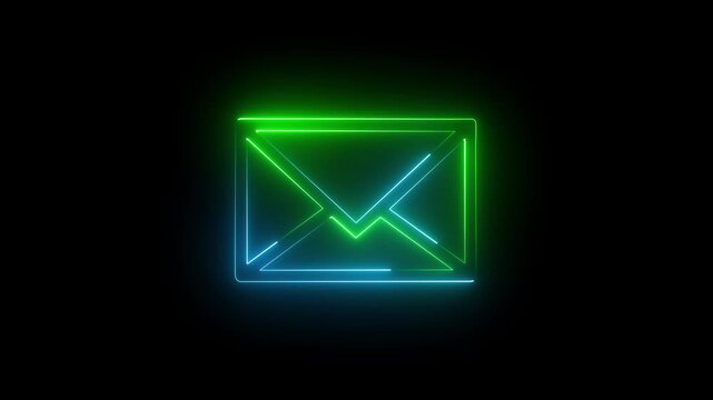 neon  message icon animation with black background. glowing neon message icon concept 4k motion video animation.