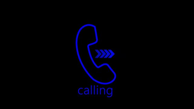 Calling icon with arrow icon and dark background 4k motion video animation.