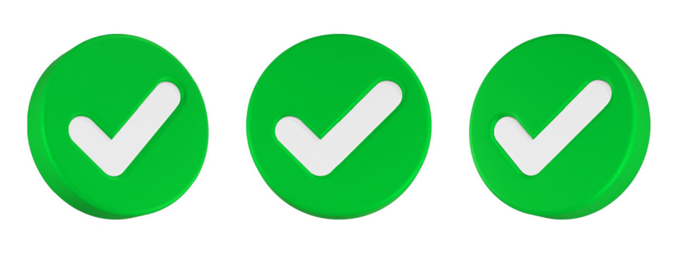 3d checkmark, tick, approve, success icon rendered