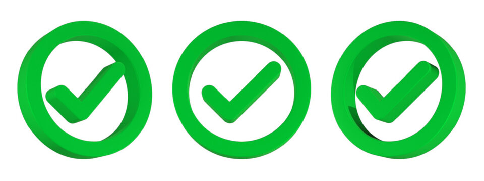 3d Checkmark, tick icon rendering