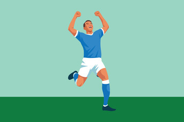 Football player celebrating goal with raised arms © MohammadHasanur