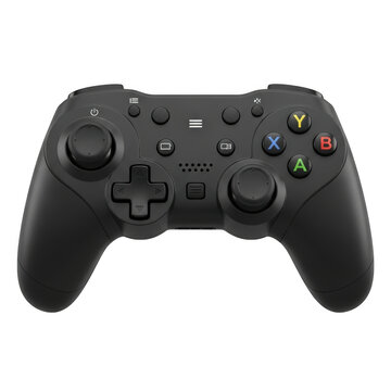 Black xbox one s controller with ergonomic design isolated on transparent background