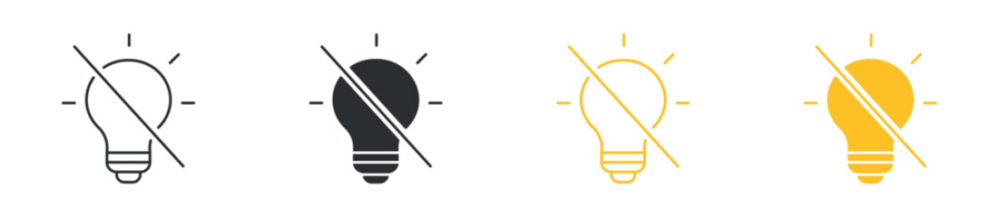 No idea icon set. light bulb with prohibition sign. creativity block and disabled idea concept. vector illustration. © Icon Atelier