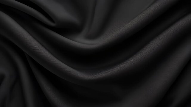 Elegant Black Fabric Folds with Subtle Light Reflections.