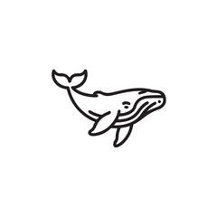 Simple black and white whale icon vector illustration Vector © HAKIM Creation