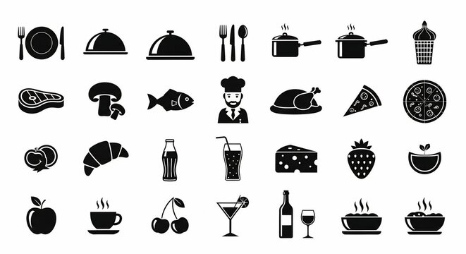 Food cuisine icons set