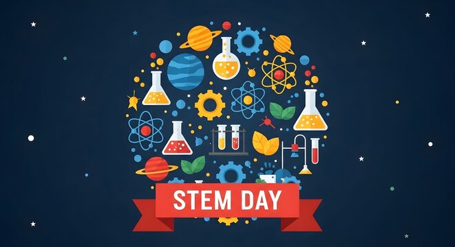 Stem day concept with science technology engineering mathematics icons