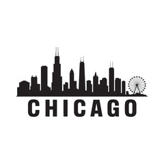 Obraz premium Chicago Skyline Silhouette with City Name Text