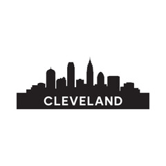 Obraz premium Cleveland Skyline Silhouette with City Name Black on White