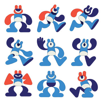 Abstract Cyclops Robot Sprite Sheet for Retro Game Assets and UI