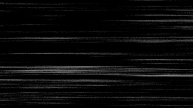 Analog television signal interference with horizontal black and white scan lines and digital noise texture for retro broadcast glitch effects and vintage