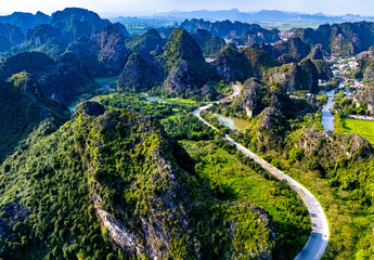 Trang An scenic area near Ninh Binh, Vietna © monticellllo