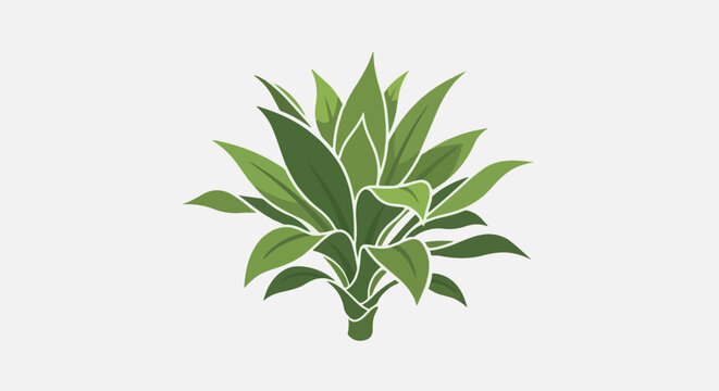 Stylized green plant with pointed leaves and thick stalk