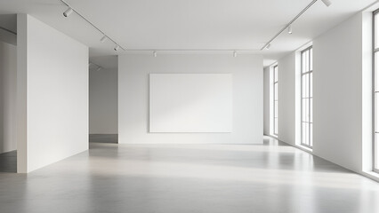 Fototapeta premium bright empty modern art gallery with natural lighting and minimalist design