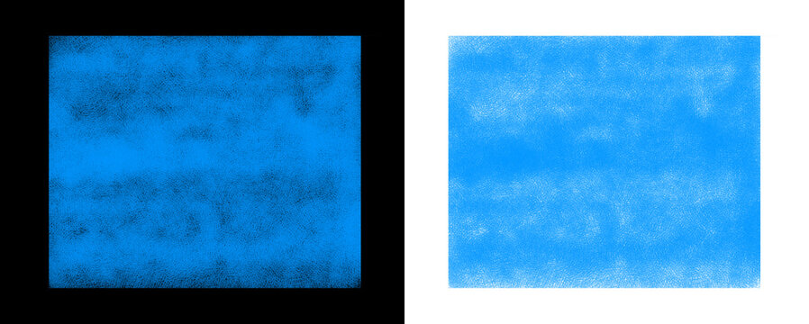 A square shaped textured blue surface features subtle imperfections on contrasting black and white backgrounds